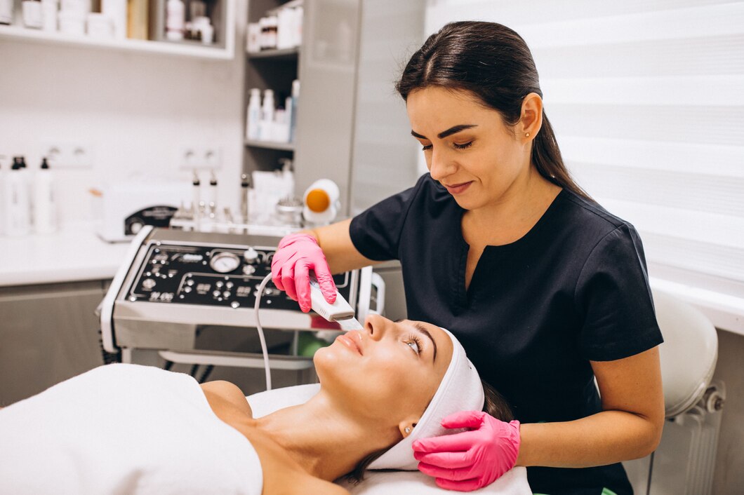 Dermatology professional providing a beauty and skin treatment