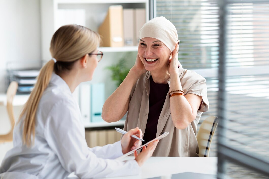 Oncology doctor discussing skin cancer with a patient